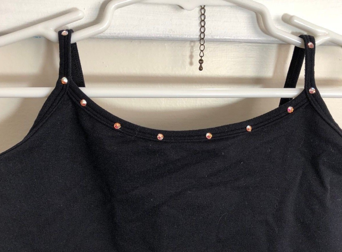 Balera Girls Camisole Black with Swarovski Crystals Size Child Med/Large
