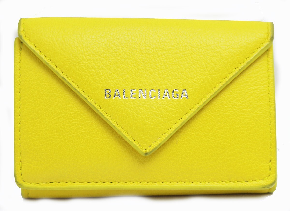 BALENCIAGA Papier Mini Wallet 391446 Leather Yellow | eBay