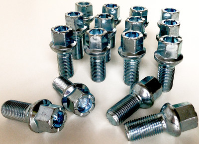 alloy wheel lug bolts M14 x 1.5 17mm Hex 27mm thread Radius seat. Mercedes x 16
