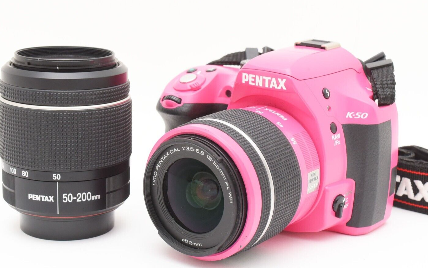 PENTAX K-50 Pink 16.2MP Digital Camera w/18-55mm,50-200mm