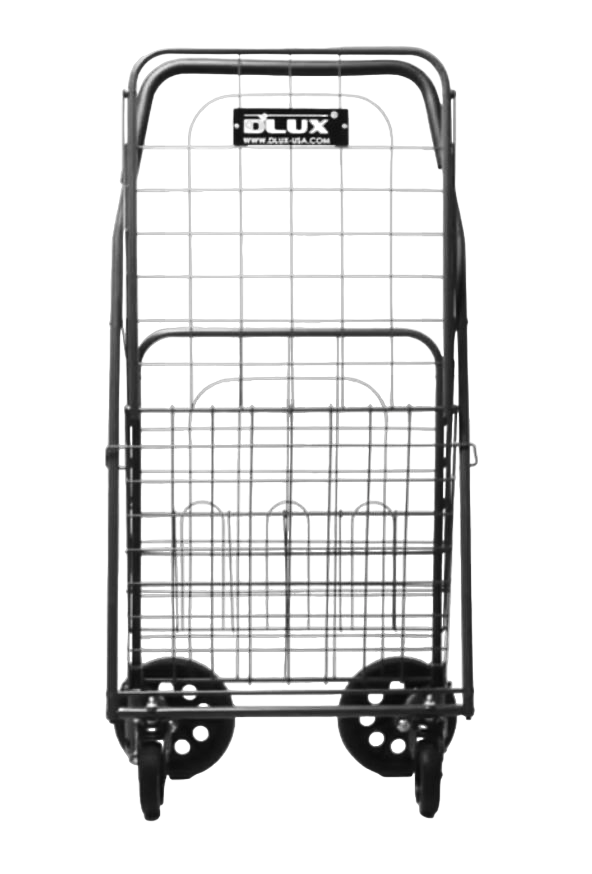 DLUX® Foldable Shopping Cart, Folding Wheels, Patented Product (D567)