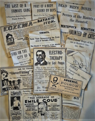 weird and unusual creepy halloween ephemera- aged vintage antique junk journal