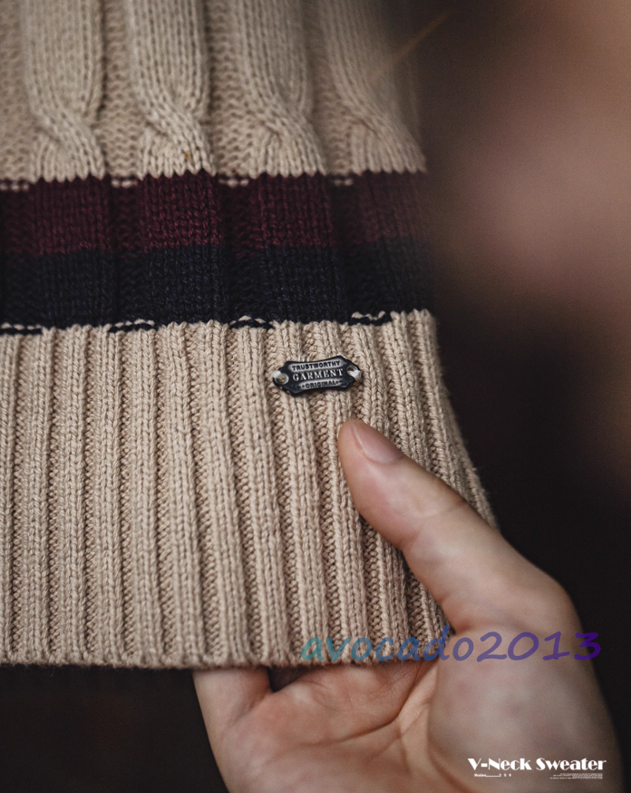Maden Mens Vintage IVY Knitted V-neck Sweater Vest Sleeveless Preppy Autumn Vest