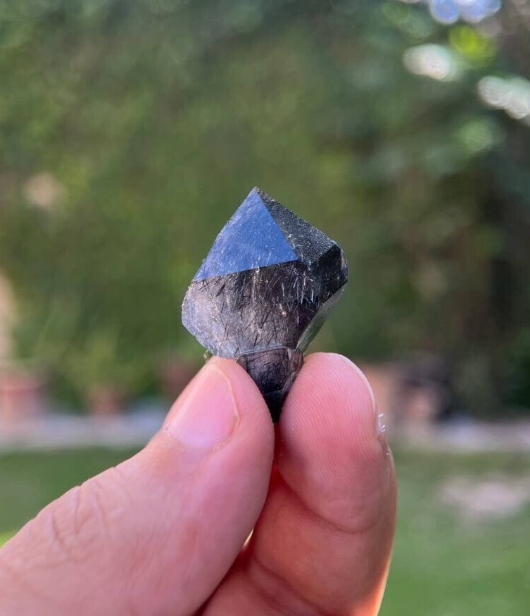 Natural Perfect Termination Riebeckite Blue Needle Inside Quartz From Zagi