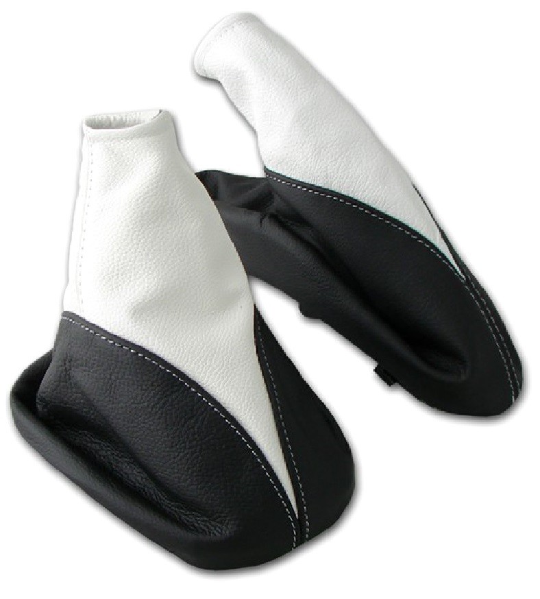 L/&P A099-4 Schaltsack Schaltmanschette Handbremsmanschette aus 100/% ECHTLEDER Leder in Schwarz-Beige
