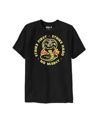 Cobra Kai STRIKE FIRST STRIKE HARD NO MERCY Men's T-SHIRT Size Small (34-36) NWT