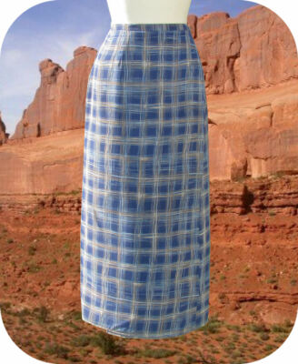 Casual Corner Plaid Wrap Skirt 8 Blue Gold White Below Knee Fully Lined