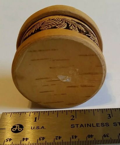 Handcrafted Russian Birch Bark Squirrel Mushroom Decorated Jewelry Trinket Box