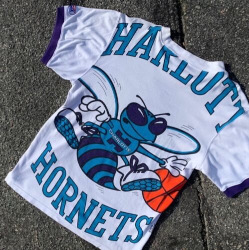 Vintage 90s NBA Charlotte Hornets All Over Print The Game T Vintage 90s NBA Charlotte Hornets All Over Print The Game T
