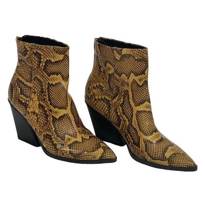 Dolce Vita Womens Issa Leather Snakeskin Print Ankle Boots Animal Print Size 8.5