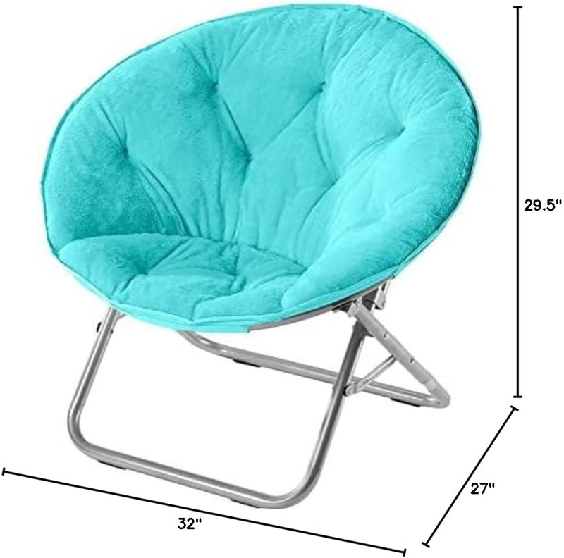 Faux Fur Saucer Chair, Aqua Blue