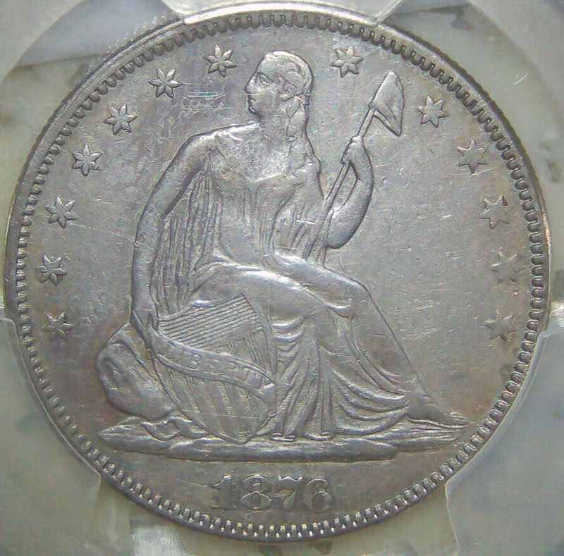 1876 Seated Liberty Half Dollar PCGS XF - Large Over