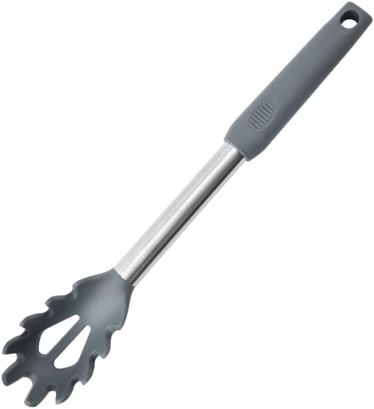 Silicone Pasta Server with Stainless Steel Handle, Spaghetti Noodle Strainer Spo
