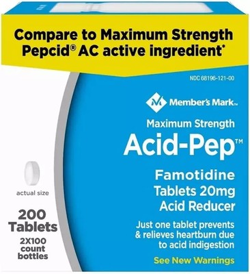 Member s Mark Acid-Pep Acid Reducer Tablets, 20 mg Famotidine, 100 ct./pk., 2 pk