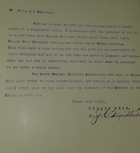 101 ranch copy of 2 page letter dated 5/10/1905 signed JC Miller