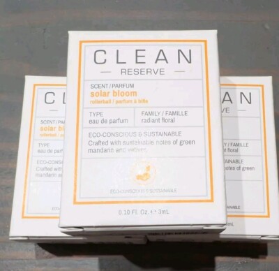 Clean Reserve Solar Bloom Eau De Parfum EDP Rollerball .10 oz - 3 Bottle Total