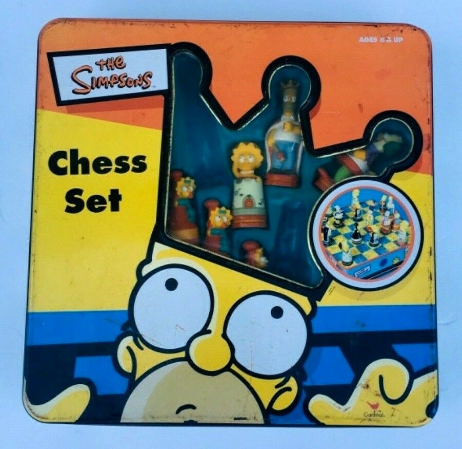 THE SIMPSONS CHESS 3D GAME SET Tin Bart Homer Matt Groening VINTAGE