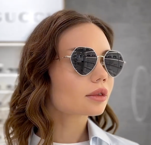 Pre-owned Gucci Gg1182s-001 Gold Gold Grey Sunglasses In Gray