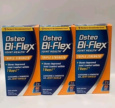 (3) Osteo Bi-Flex JOINT HEALTH TRIPLE STRENGTH  GLUCOSAMINE 80 Tablets Ea 06/26