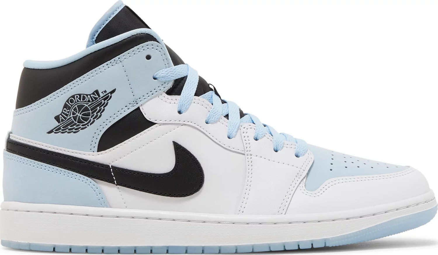 

Кроссовки Nike Air Jordan 1 Mid SE White Ice Blue Black DV1308-104 мужские 15, Белый, Nike Air Jordan 1