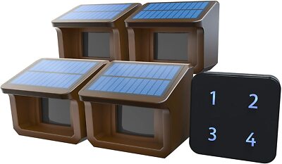 Htzsafe 1/2Mile Solar Wireless Driveway Alarm System 1 Receiver + 4 Sensors