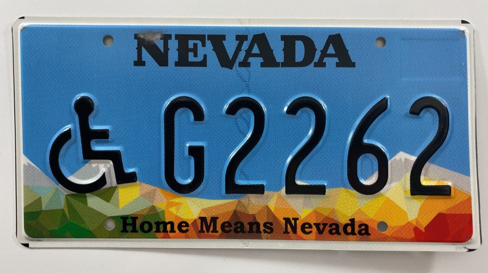 Home Means Nevada Handicap Raised Letters License Plate G2262