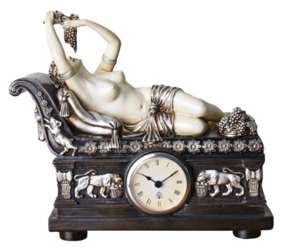 Kaminuhr Madame Recamiere Bacchantin Tischuhr Frauenfigur Empire Uhr Dekouhr