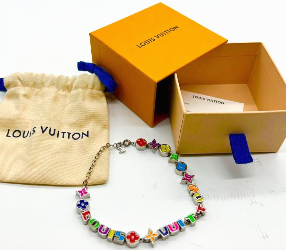 LOUIS VUITTON Monogram Party Bracelet Silver Multicolor LOUIS VUITTON Monogram Party Bracelet Silver Multicolor