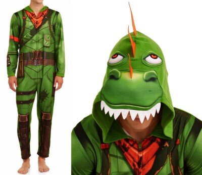 NEW Fortnite Men's Union Suit One Piece Pajamas Rex Cosplay Costume Dinosaur NWT