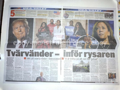 Donald Trump Kamala Harris clippings Sweden
