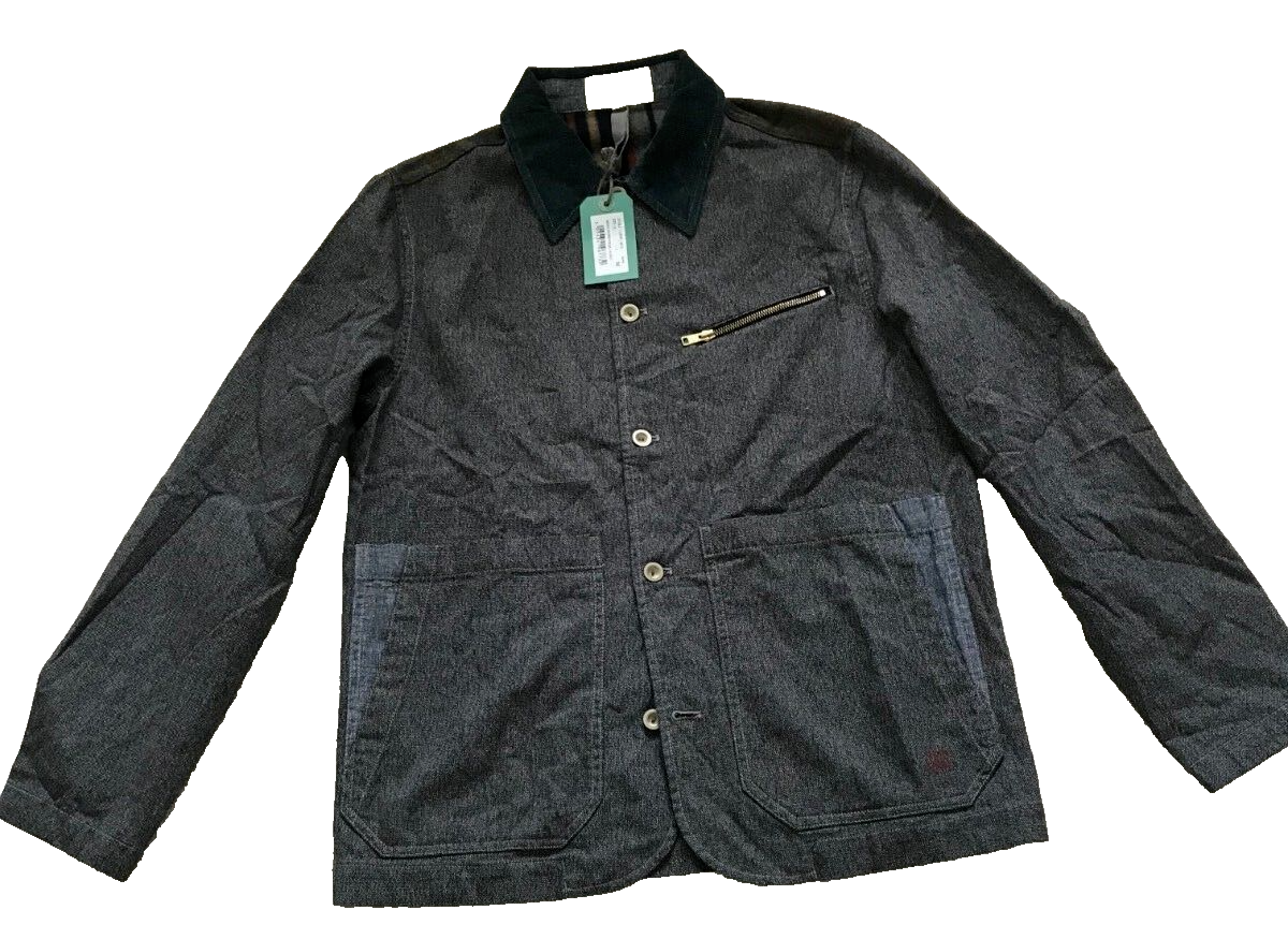 Pre-owned Paul Smith Grey Bomber Jacket Red Ear With Rivet Button Fasten Luxury Outerwear