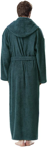 Men's Long Hooded Ankle Length Turkish Cotton Bathrobe Robe