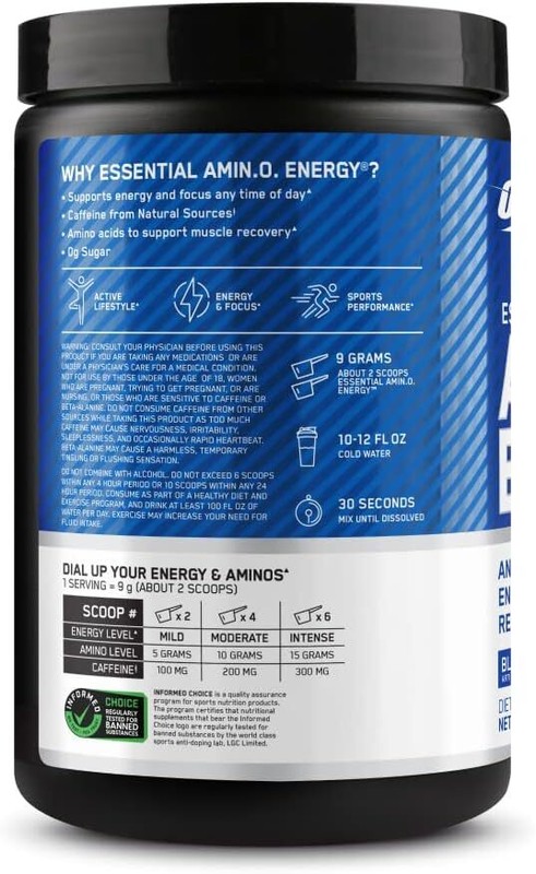 Optimum Nutrition Amino Energy - Pre Workout with Green Tea, BCAA, Amino Acids,