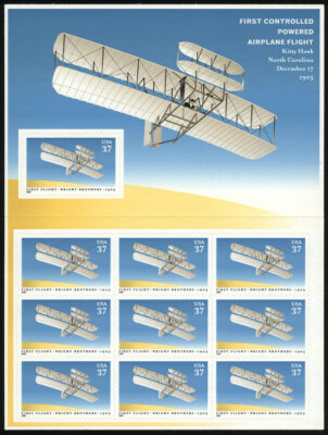 US #3783 37¢ First Flight of Wright Brothers Sheet of 10 VF NH MNH