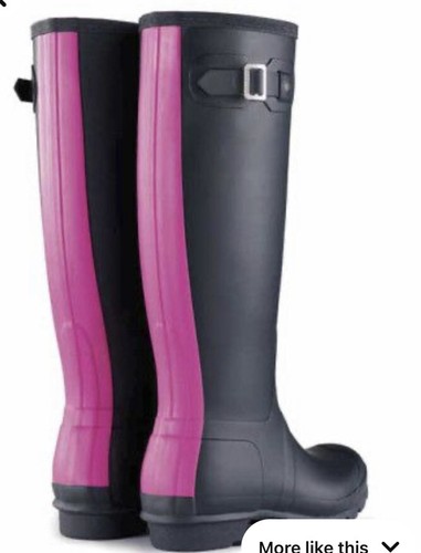 Hunter Original Women's Tall Rain Boots - Navy/pink Stripe