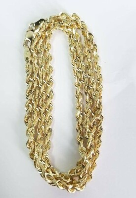 Pre-owned Rope Chain Sale Real 10k Yellow Gold Necklace  3.5mm 26" Inch Men