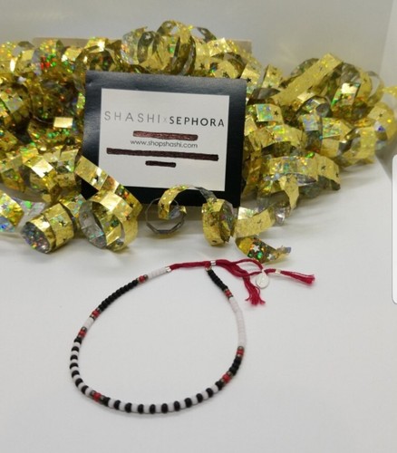 SHASHI x SEPHORA Beaded Bracelet -Adjustable Size- Red, White