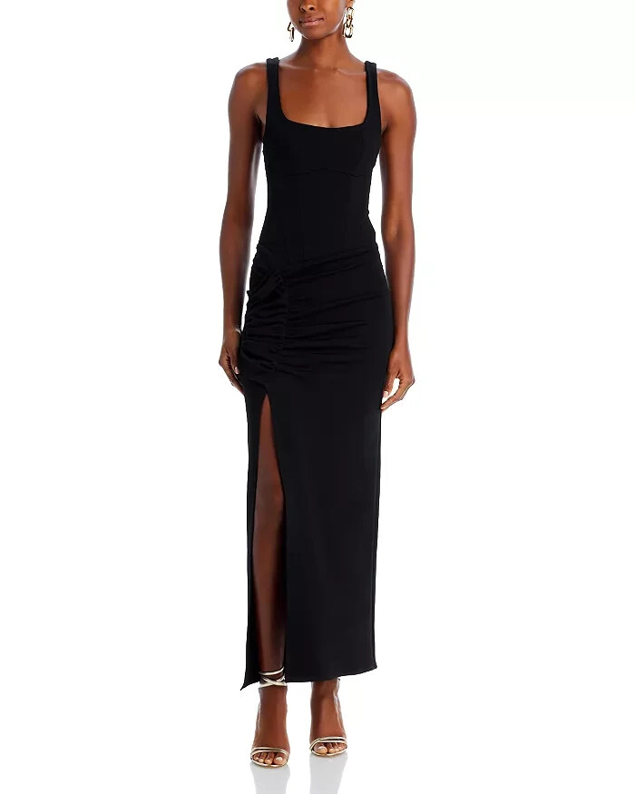The Mannei Wishaw Maxi Dress Women's 36 Black Square Neck Sleeveless Zip Closure - Picture 1 of 17