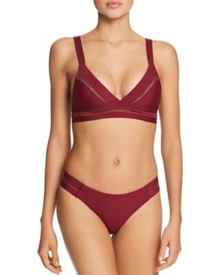 NWT PQ SWIM Stitched Tab Bikini Bottom Vino Women's PILYQ Size S