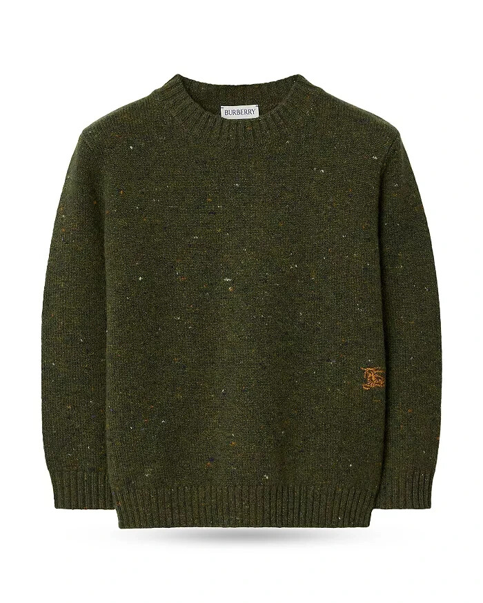 Burberry Wool Cashmere Blend Sweater Boys 6Y Loden Crewneck Long Sleeve Pullover - Picture 1 of 17