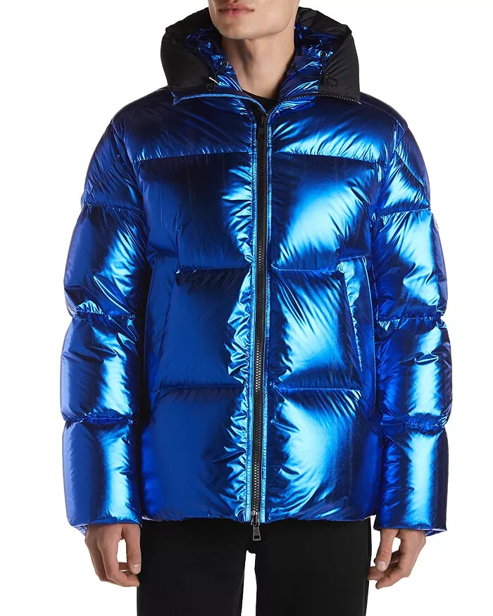 ブルゾン Moncler Giubbino Dauphin Moncler V2907 Mens Blue Metallic Hooded Puffer Damavand