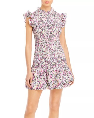 FRENCH CONNECTION Flores Verona Smocked Mini Dress Size XS