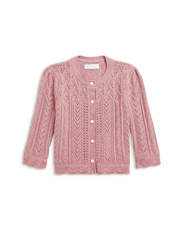 Ralph Lauren Wool Blend Mixed Knit Cardigan Baby Girls' 3-6Mos Pink Long Sleeve - Picture 1 of 17