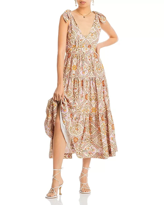Derek Lam 10 Crosby Timothea Linen Blend Tie Shoulder Dress Womens 0 Light Khaki - Picture 1 of 15