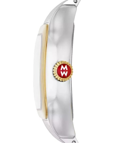 Pre-owned Michele Meggie Two-tone Mother Of Pearl Diamond Dial Watch Mww33b000009