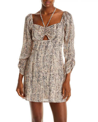 AQUA Animal Print Keyhole Mini Dress 10B 2347