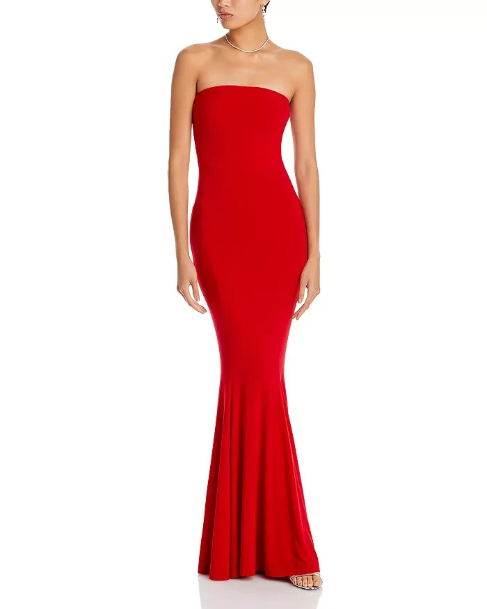 Norma Kamali Fishtail Gown Women's XL Tiger Red Straight Neck Strapless Pullover - Picture 1 of 15