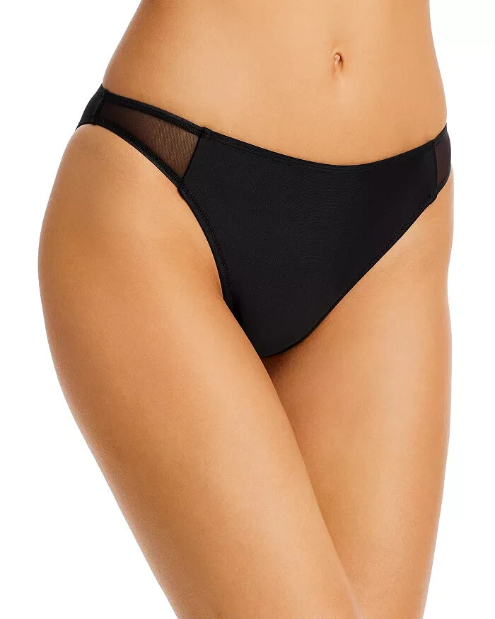 Solid & Striped The Emily Mesh Inset Bikini Bottoms Women's S Black Pull On - Picture 1 of 12
