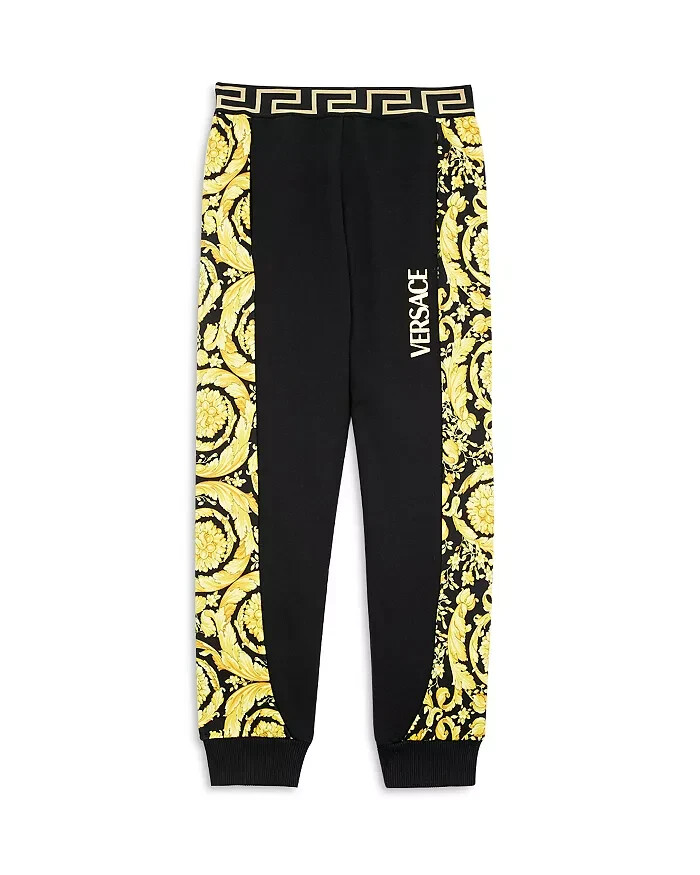 Versace Barocco Jogger Pants Little Boys' 5 Black/Gold Elastic Waist Pull On - Picture 1 of 17