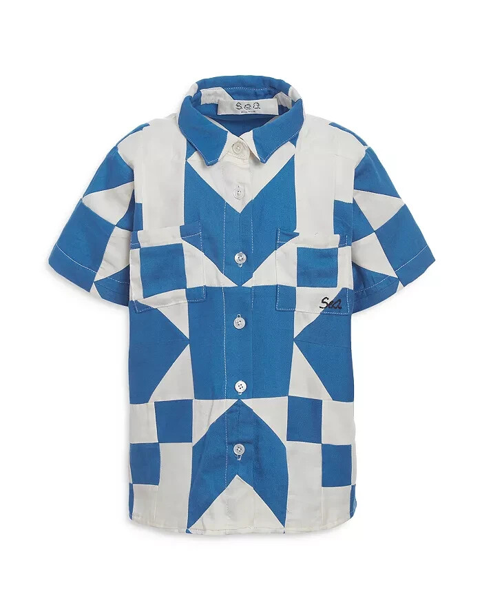 Sea Tanya Cotton Patchwork Button-Down Shirt Big Girls 10Y Multicolor - Picture 1 of 15